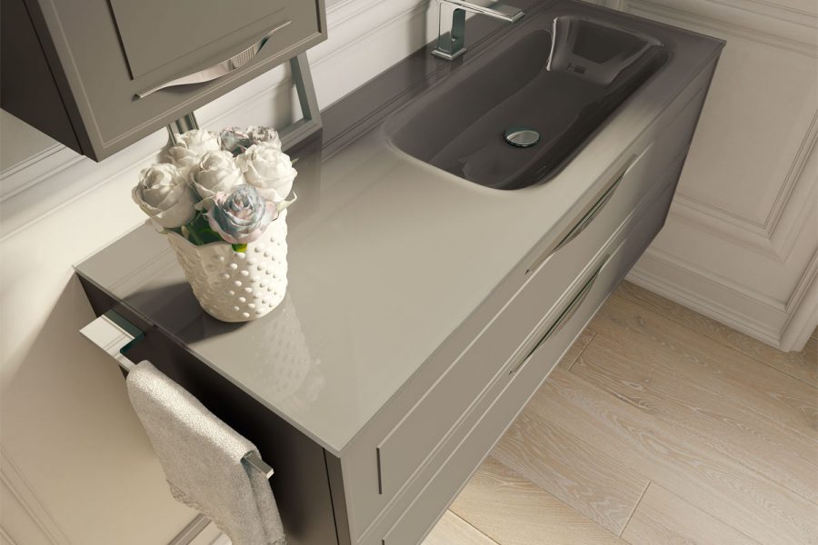 Dressy means elegant, modern bathroom furniture