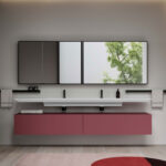 Multiplo rectangular mirror cabinet with two or three doors  - Ideagroup