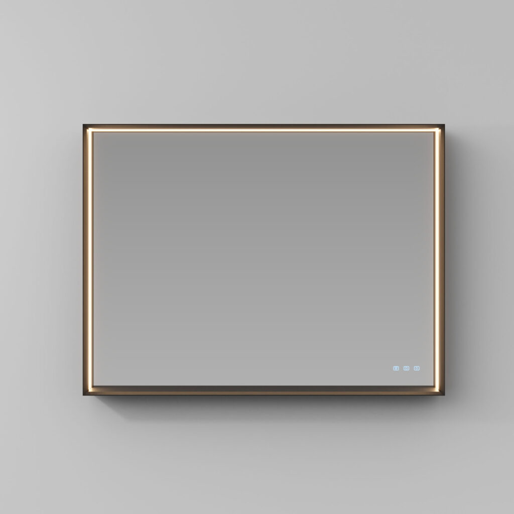 Pigreco aluminium framed rectangular mirror with integrated lighting  - Ideagroup