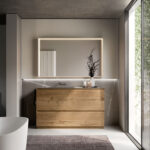 Pigreco aluminium-framed rectangular mirror with integrated light  - Ideagroup