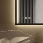 Pigreco aluminium-framed rectangular mirror with integrated light  - Ideagroup