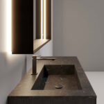 Pigreco aluminium-framed backlit rectangular mirror with integrated light  - Ideagroup