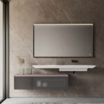 Tecnica aluminium-framed rectangular mirror with integrated light  - Ideagroup