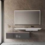 Tecnica aluminium-framed rectangular mirror with integrated light  - Ideagroup