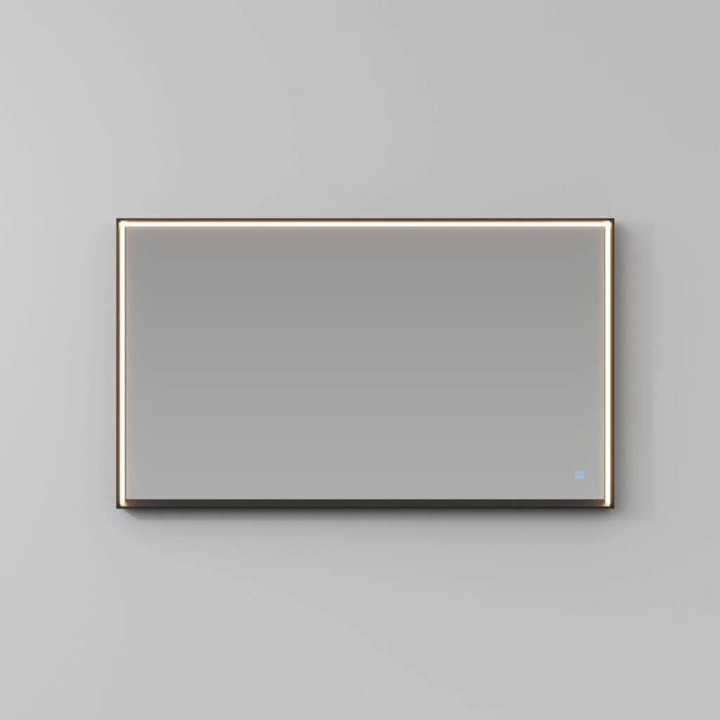 Tecnica aluminium framed rectangular mirror with integrated lighting and side lights  - Ideagroup