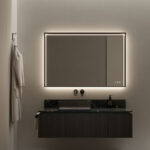 Pigreco aluminium-framed backlit rectangular mirror with integrated light  - Ideagroup
