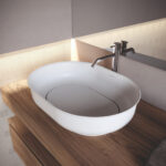 Nicole Ovale countertop washbasin in Mineralux or Mineralsolid  - Ideagroup