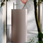 Cilindro Cristalplant free-standing washbasin, with tap hole  - Ideagroup