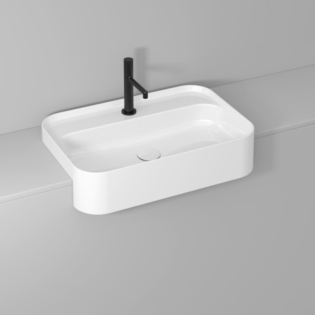 Slim 60 ceramic semi-recessed washbasin  - Ideagroup