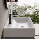 Slim Monocomando ceramic countertop washbasin   - Ideagroup
