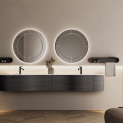 Marte round mirror with LED backlighting and a bevelled edge  - Ideagroup