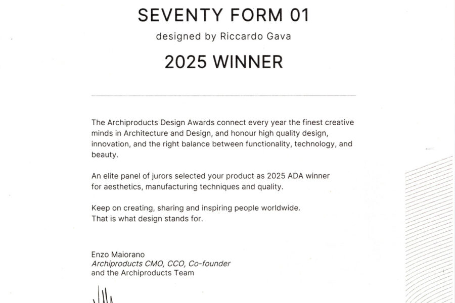 Seventy • Form has been shortlisted for the Archiproducts Design Awards 2025 - Ideagroup